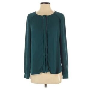 Ann Taylor LOFT Hidden Button Down Green Blouse XS